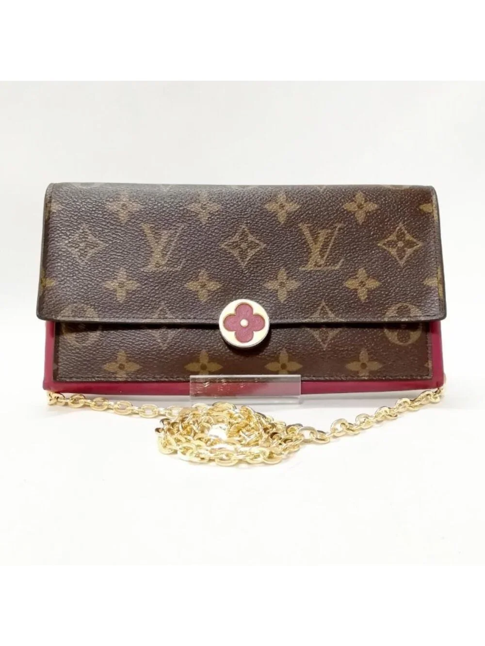 Louis Vuitton Portefeuille Flore Fuchsia Coin Purse Brown